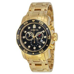 NWT Authentic Invicta Pro Diver Chronograph Black Dial Gold-tone Men's Watch